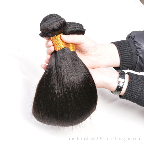 100% Human Hair Vendors Silk Straight Wave Hair Bundles With Closure Peruvian Non Remy Hair